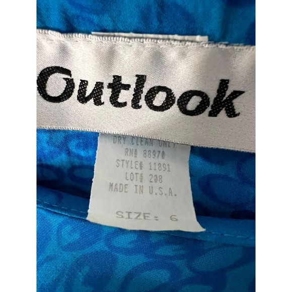 Outlook Women's Dress Size 6 Blue Paisley Short Sleeve Round Neck Lined Sheath K - Picture 10 of 13